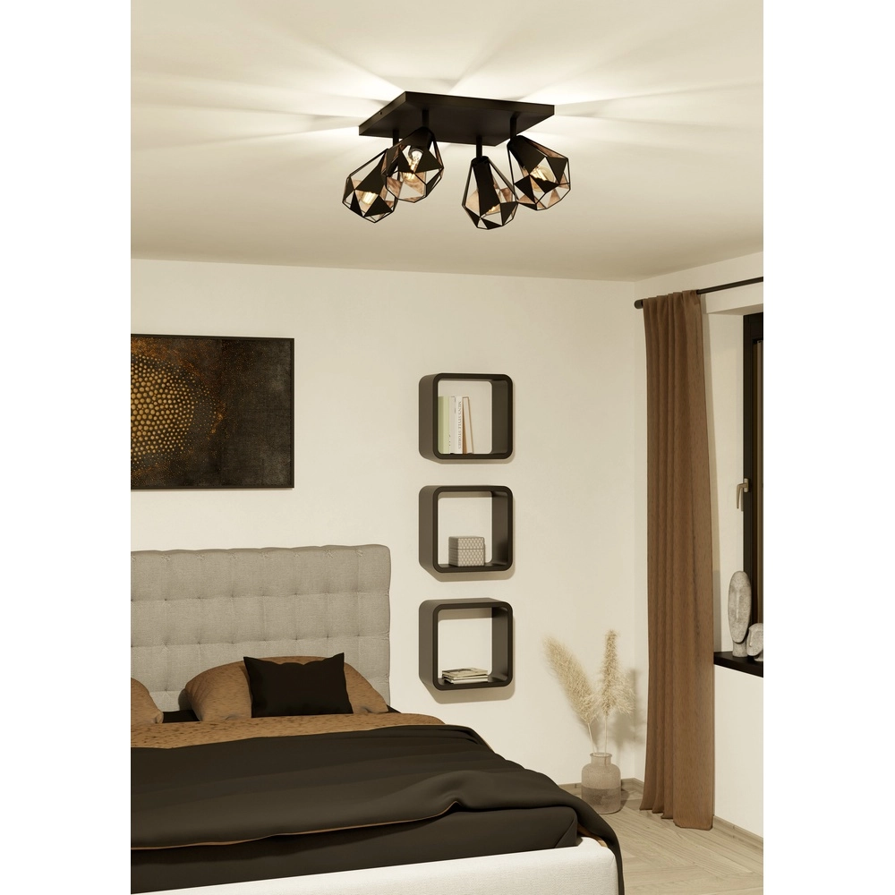 Black ceiling lamp Carlton 7 4L - with copper Eglo 9002759437183