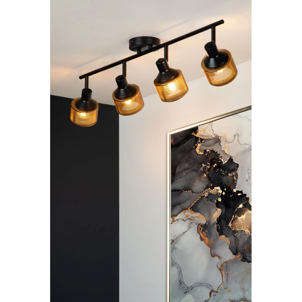 Ceiling lamp Rafa 4-light black with copper Lucide 5411212771308