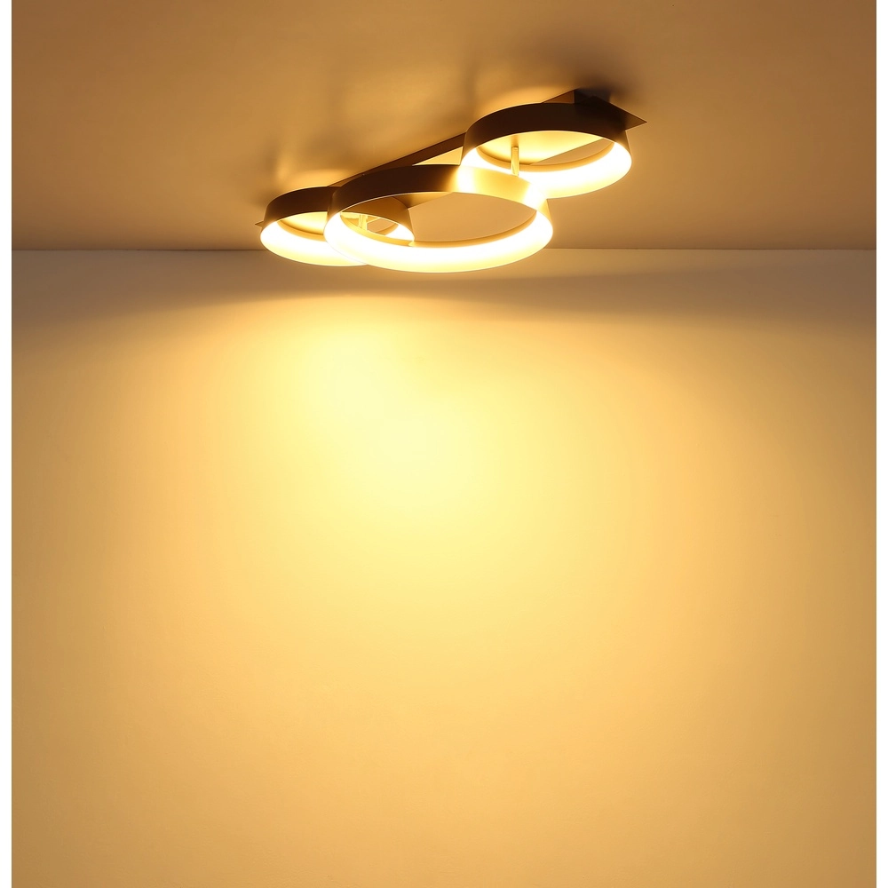 Sleek ceiling lamp Syrakus coffee brown 3 rings Globo 9007371576081