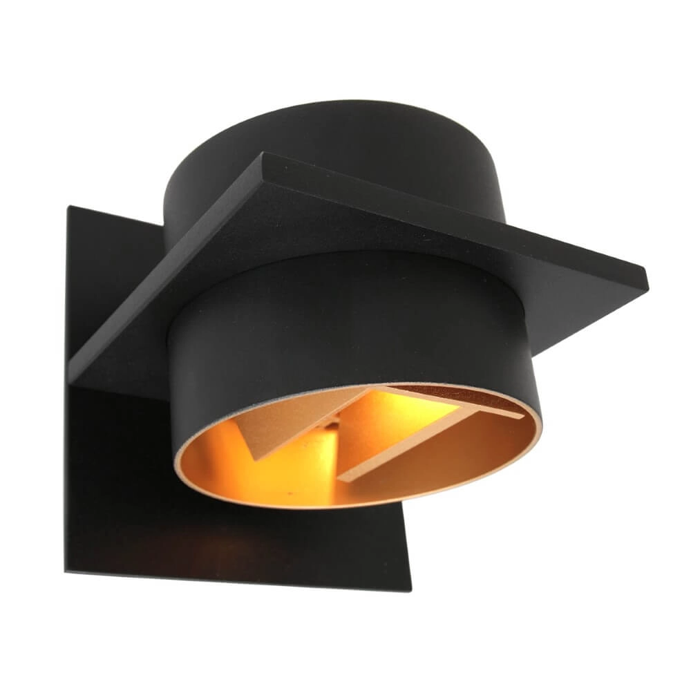 Black wall spotlight Muro cylinder