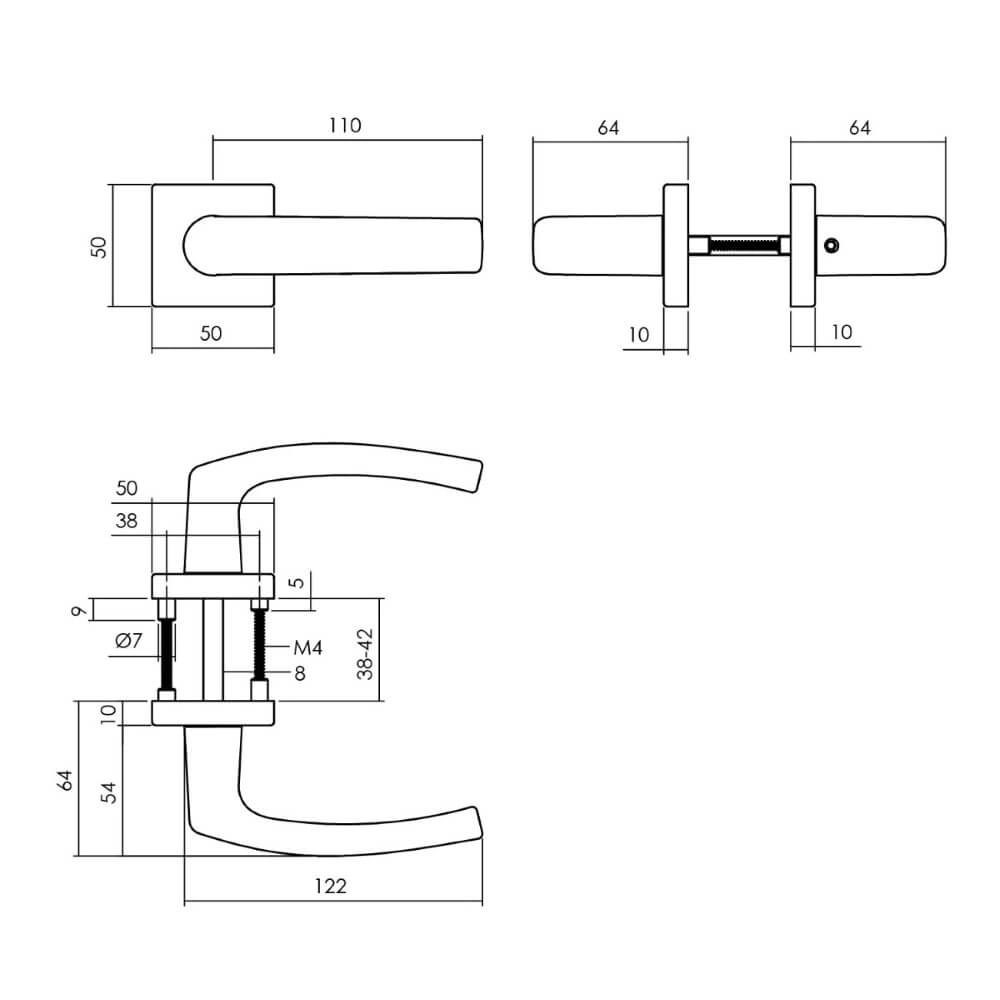 Complete door handle set Denham black Intersteel 8714186634677