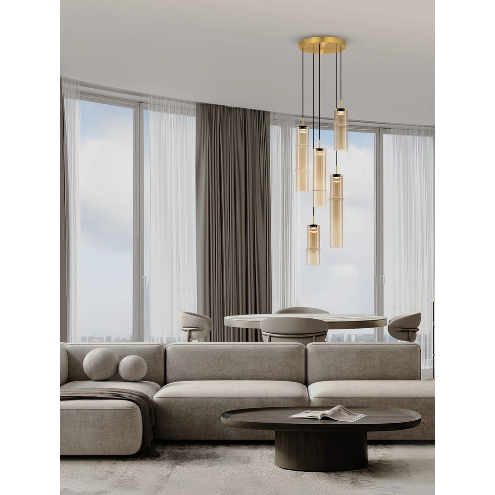 Unique pendant lamp Sano Round 5-light gold Lyora 5212017474063