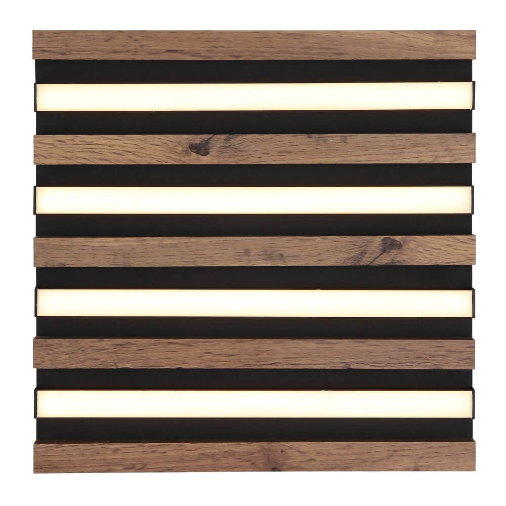 Ceiling lamp Hayden black with wood square 30cm Globo 9007371507641