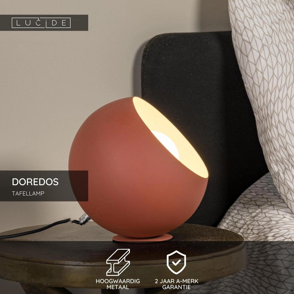 Table lamp Doredos Ø 20cm terracotta Lucide 5411212510044