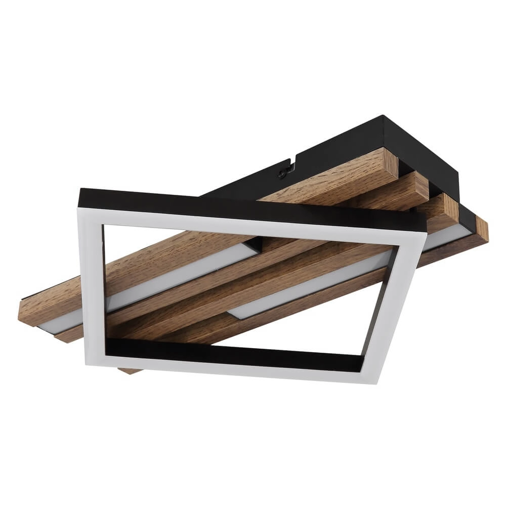 Ceiling lamp Obrien black with wood single Globo 9007371509300