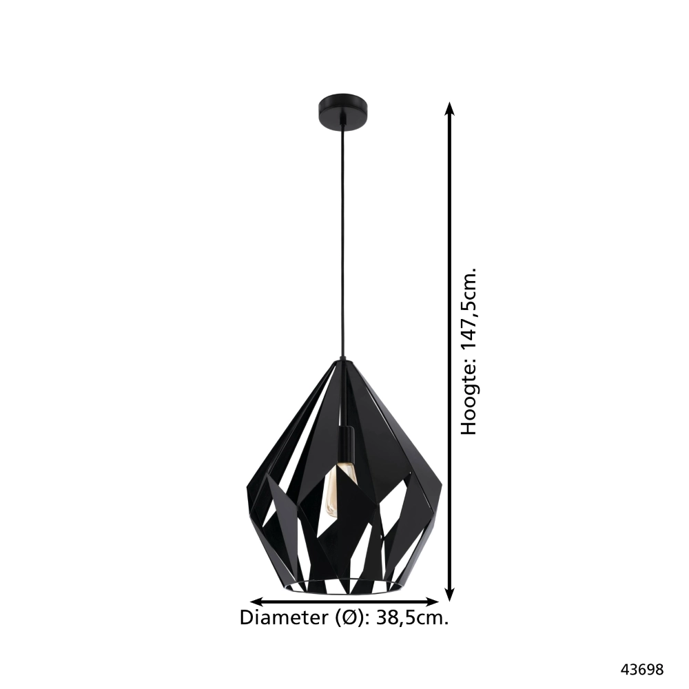Black pendant lamp Carlton 5 Ø 38.5cm Eglo 9002759436988