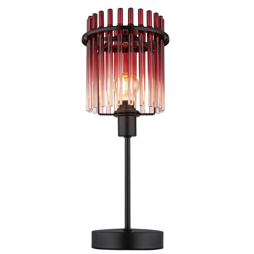Black table lamp Gorley with red glass Ø 15cm Globo 9007371471959