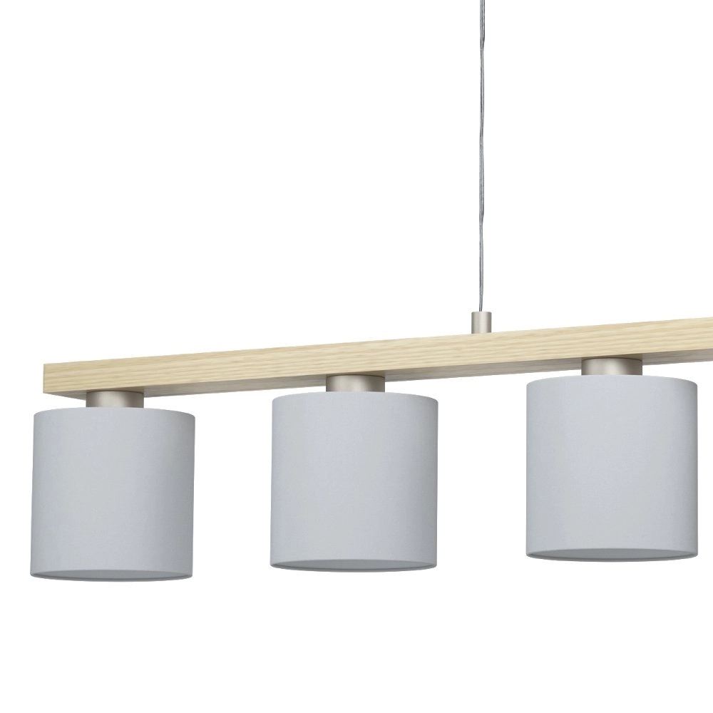 Dining room hanging lamp Castralvo wood brown with white caps Eglo 9008606310043
