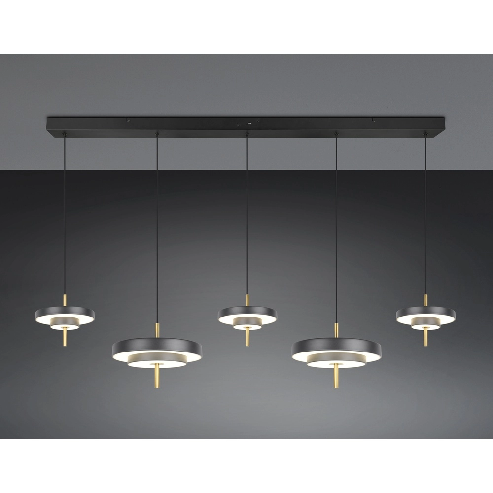 5-light pendant lamp Keaton black with gold Trio 4017807655483