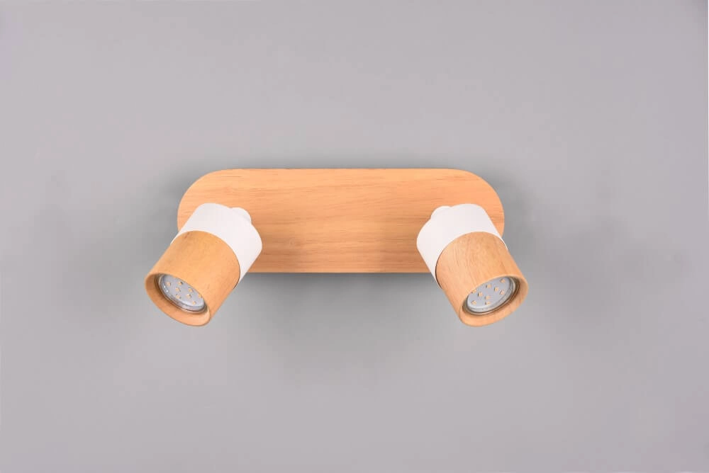 Ceiling lamp wood with white Aruni 2-light Trio 4017807562316