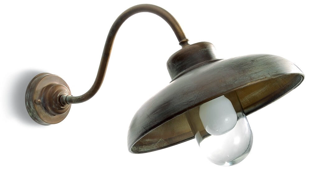 Angled wall lamp Samoa aged brass