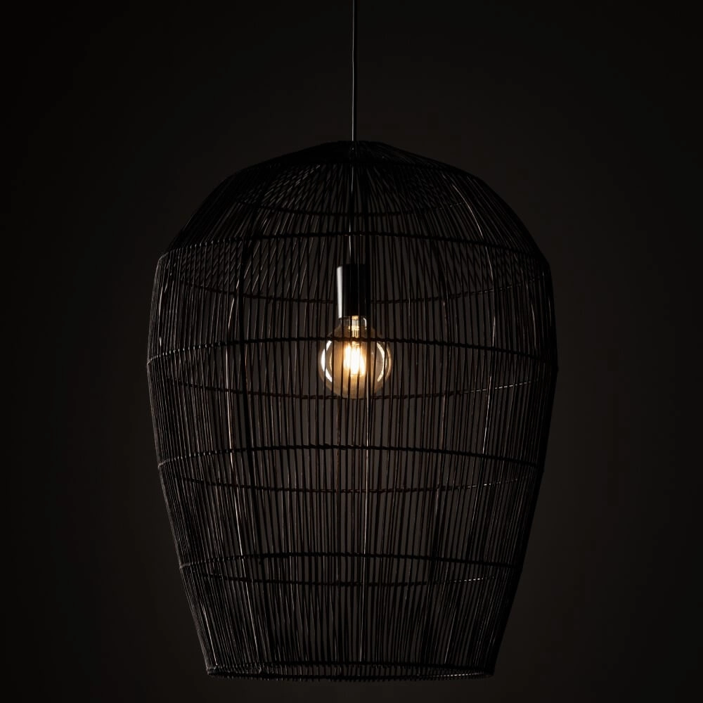 Rattan pendant lamp Haiti L Ø 53.5cm black Lyora 5903139111683