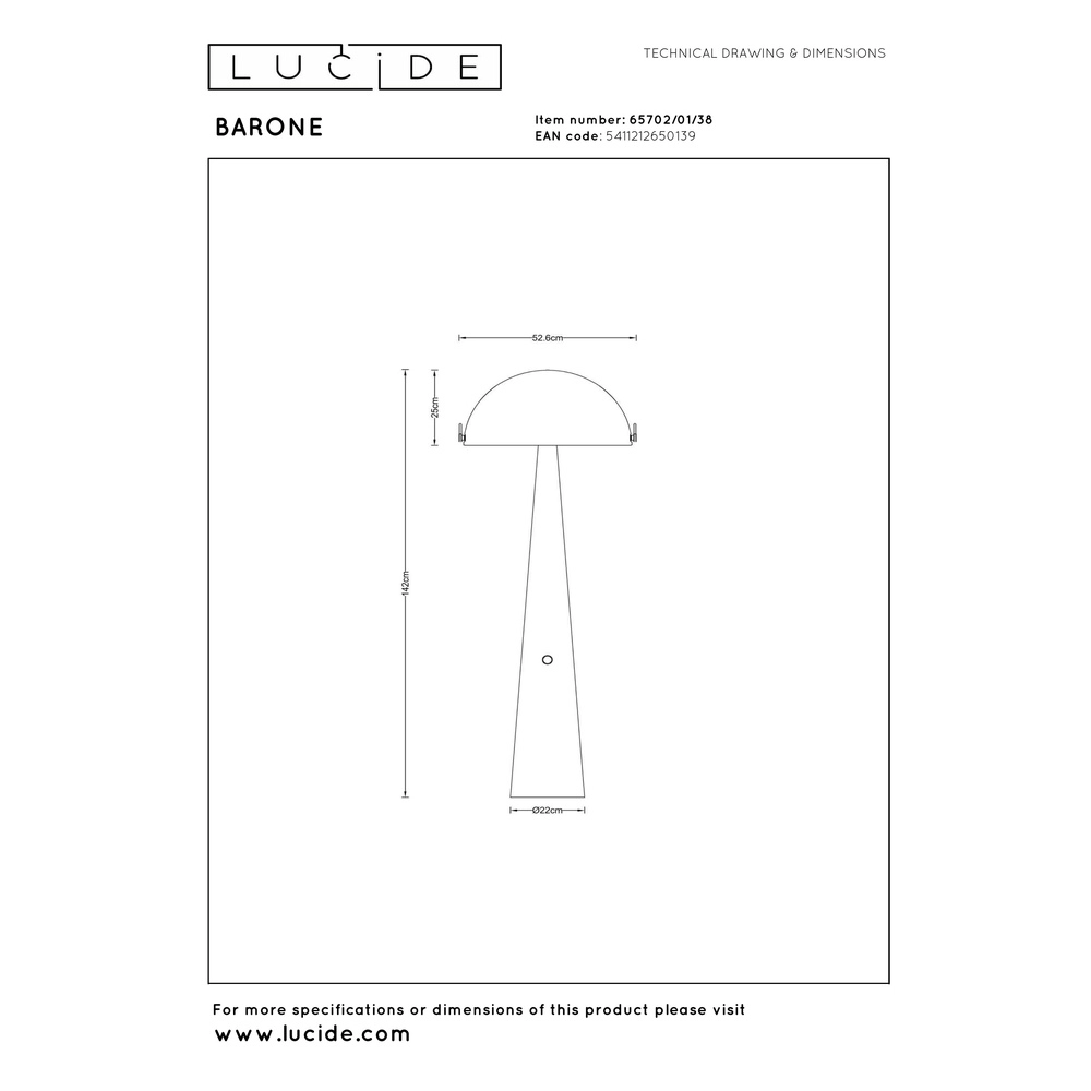 Floor lamp Barone cream Lucide Vibes 5411212650139