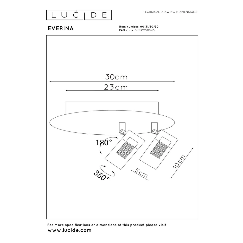 Sleek ceiling lamp Everina Ø 30cm Lucide 5411212011046