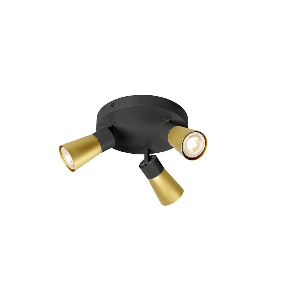 Round spotlight Puri 2.0 Cone black-gold 3-light