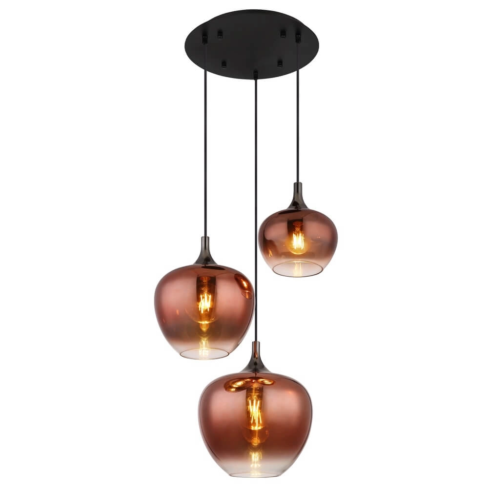 Black pendant lamp Maxy with red glass Ø 48cm