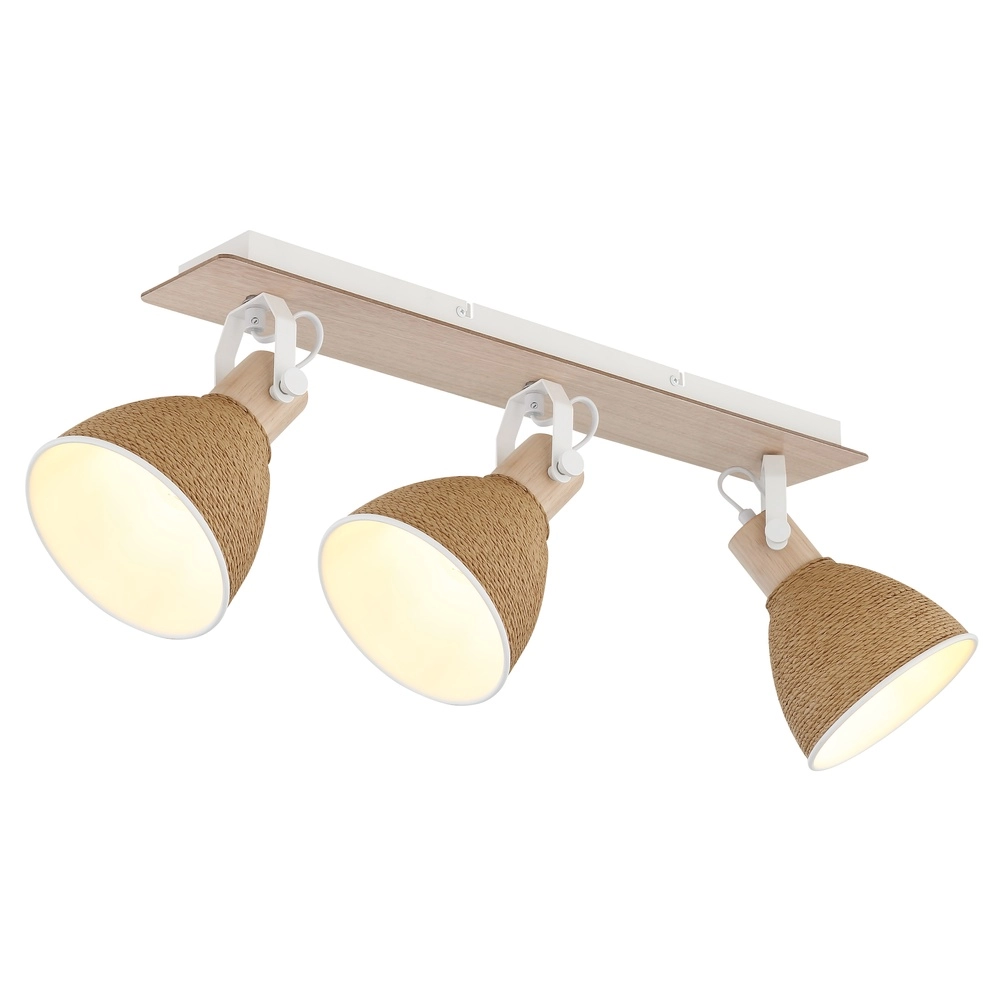 Ceiling lamp Lyndon 3-light white with rattan