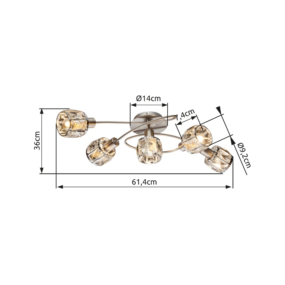 Ceiling lamp Kris 5-light nickel Globo 9007371369256