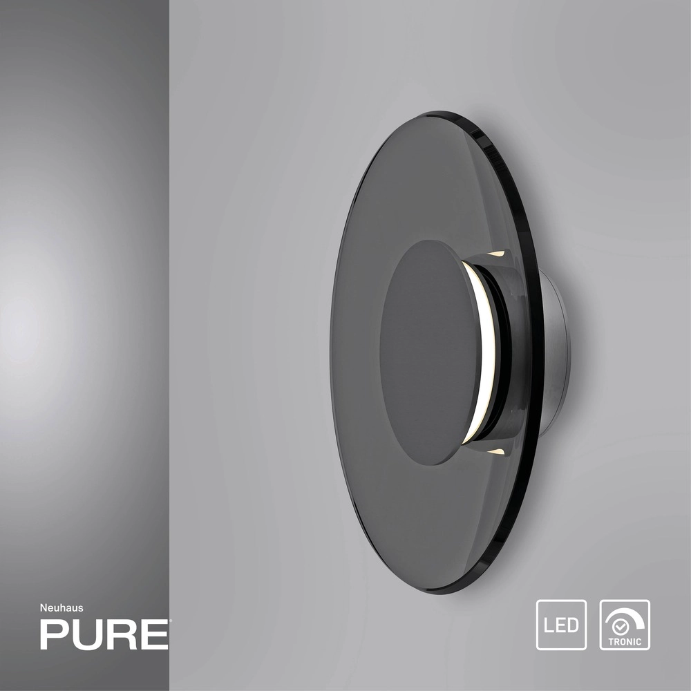 Wall lamp Pure Moon Ø 32cm - platinum with smoke glass Paul Neuhaus 4012248386354