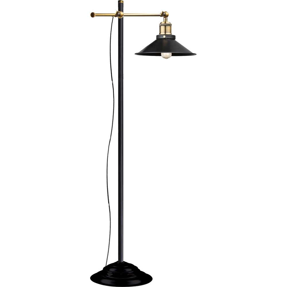 Industrial floor lamp Lenius black with gold