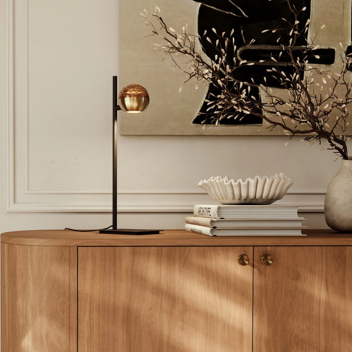 Led desk lamp Belluno brass with black - dimmable Steinhauer 8712746183955