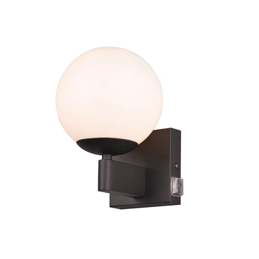 Wall lamp Kula Black fixture with white glass