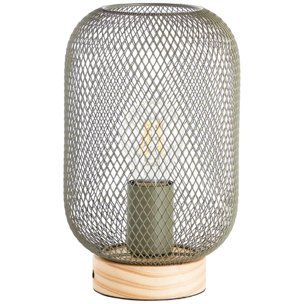 Green table lamp Giada with wood Brilliant 4004353354199