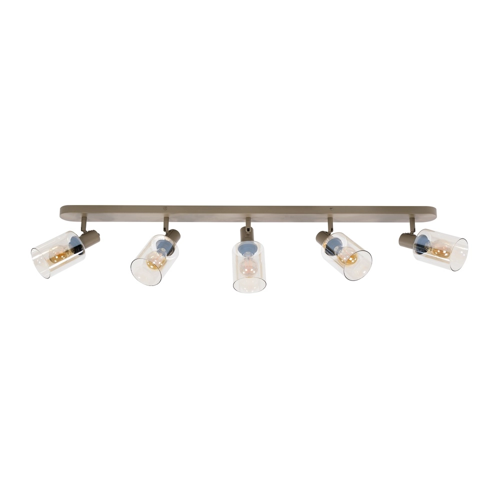 Plafondlamp recht Sepiora 5-lichts zand bruin Lyora 8716803515246