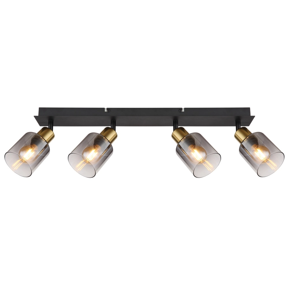 4-light ceiling lamp Hollsy black with smoke glass Globo 9007371451852
