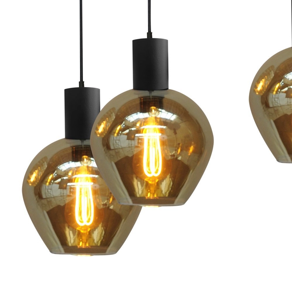 Black dining room hanging lamp Bounty 6-light round glass Masterlight 8718121247915