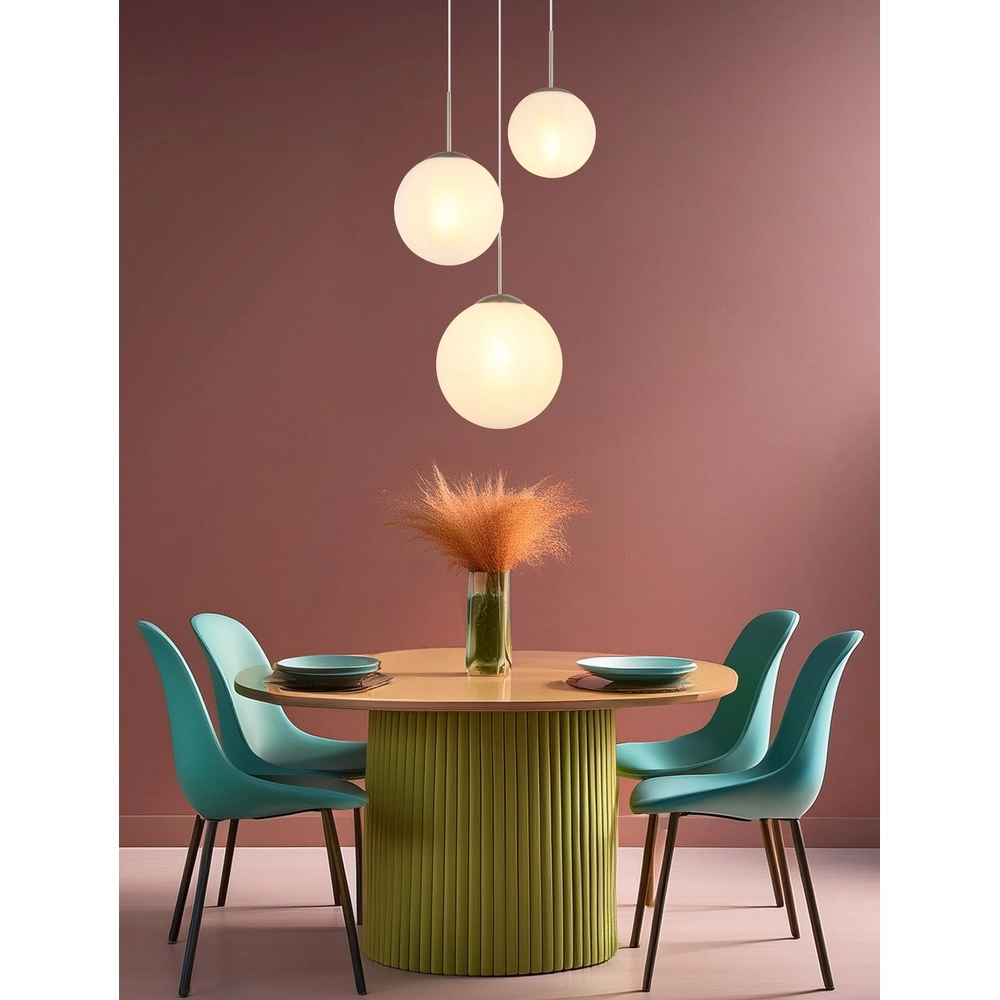 Design pendant lamp Kop nickel 3-light round Globo 9007371513994