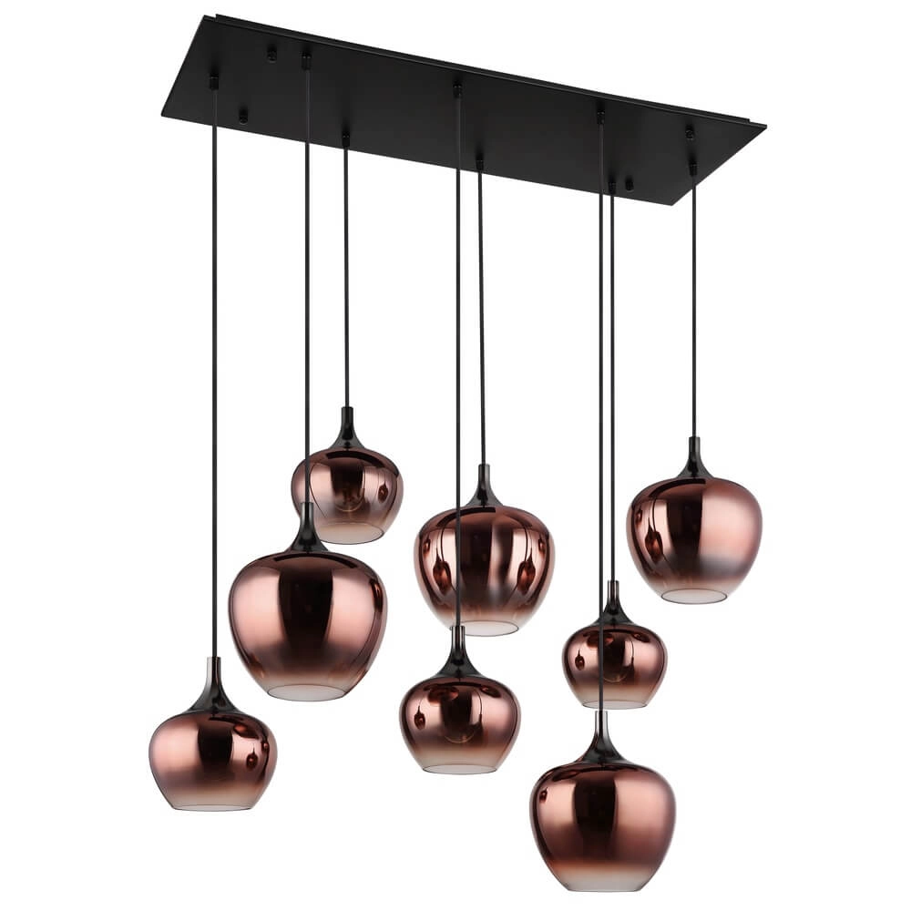 Black pendant lamp Maxy with red glass 8-lights Globo 9007371453986