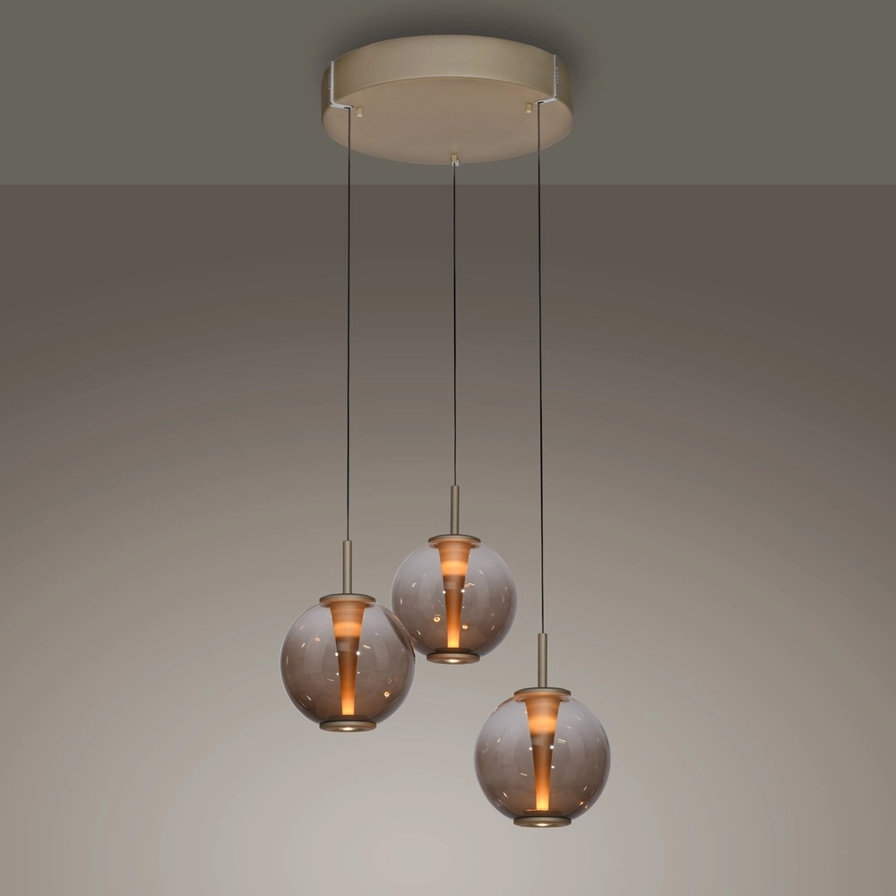 Vide pendant lamp Pure E-Infinty Bronce with amber glass Paul Neuhaus 4012248398166