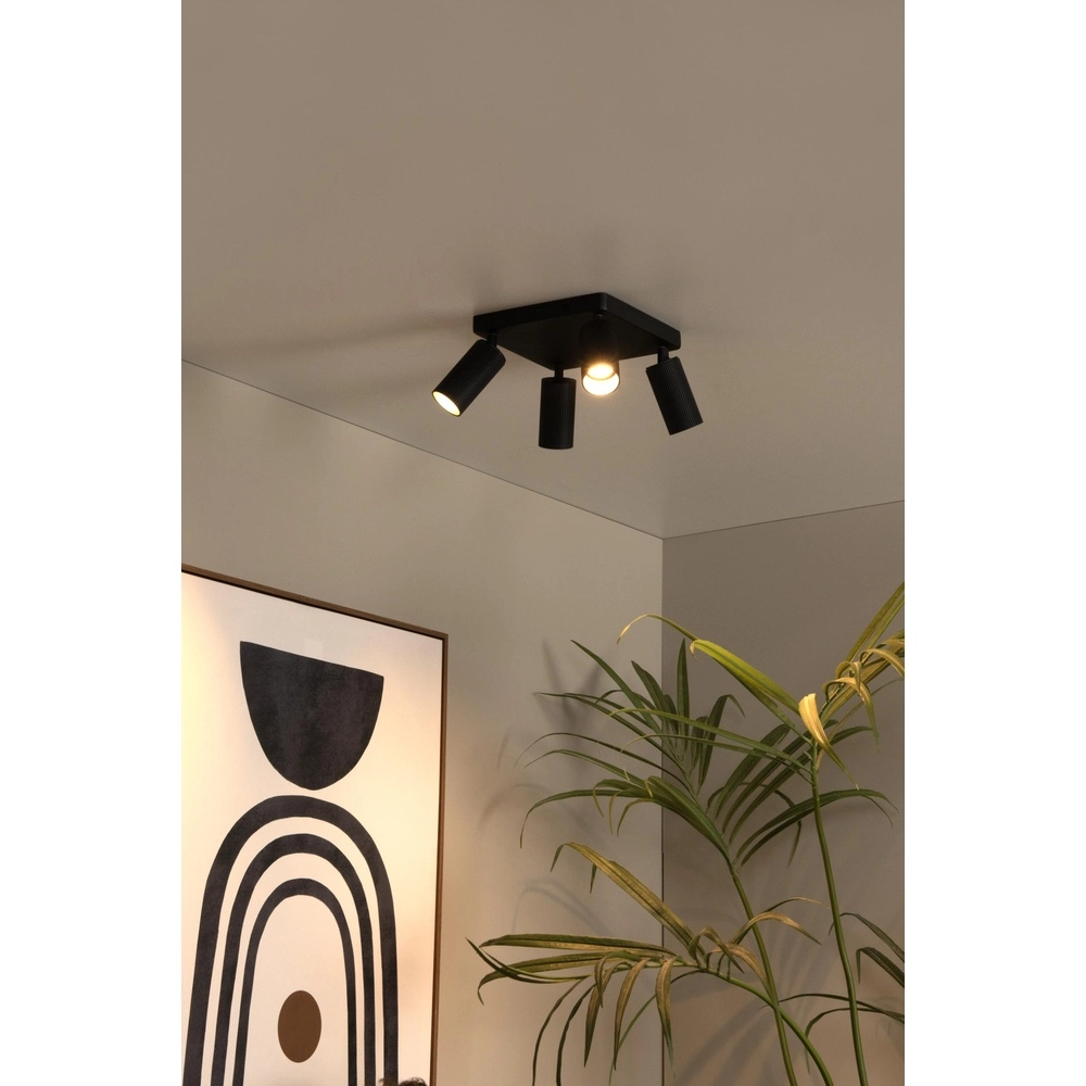 Surface-mounted ceiling spot Clubs 4-light black Lucide 5411212093523