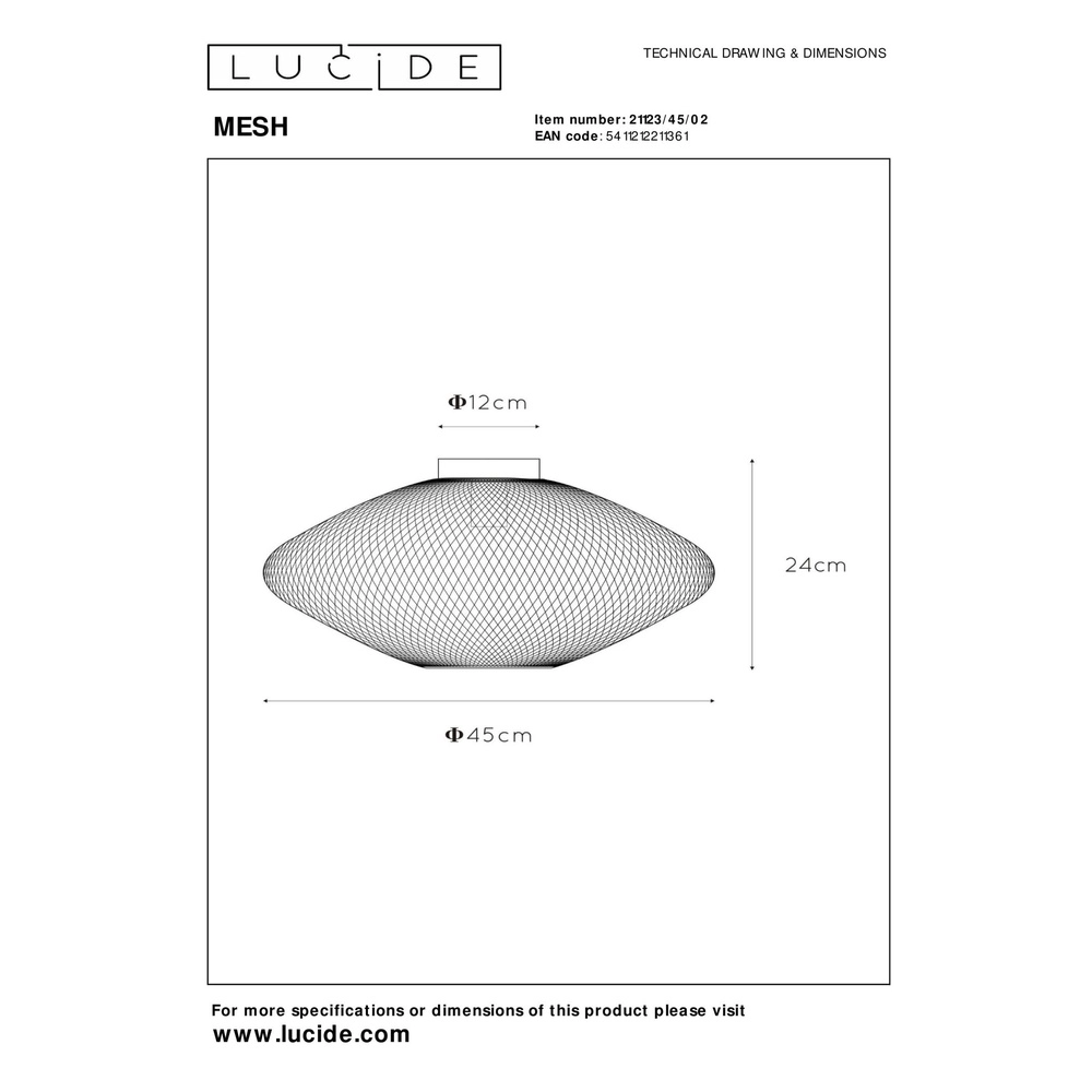 Mesh ceiling light Mesh Gold Lucide 5411212211361