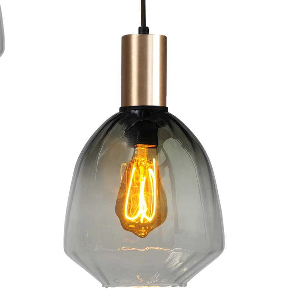 3-light loft hanging lamp - gold - Porto with Nicolette green glasses Masterlight 8718121270920