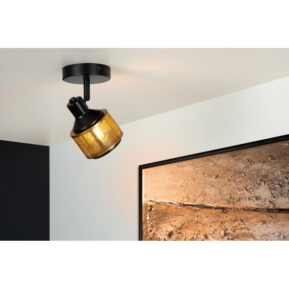 Ceiling lamp Rafa black with copper Lucide 5411212771285
