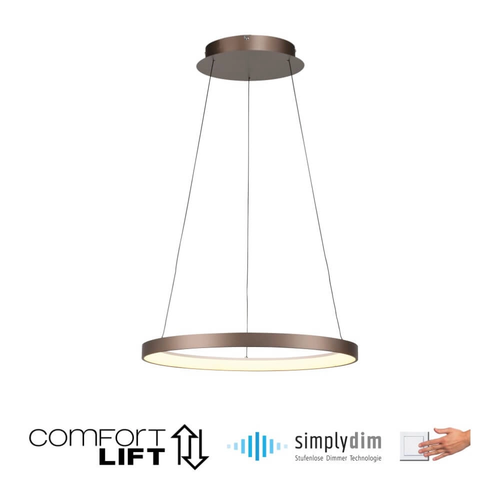 Round pendant lamp Hoop brown Paul Neuhaus 4012248384701