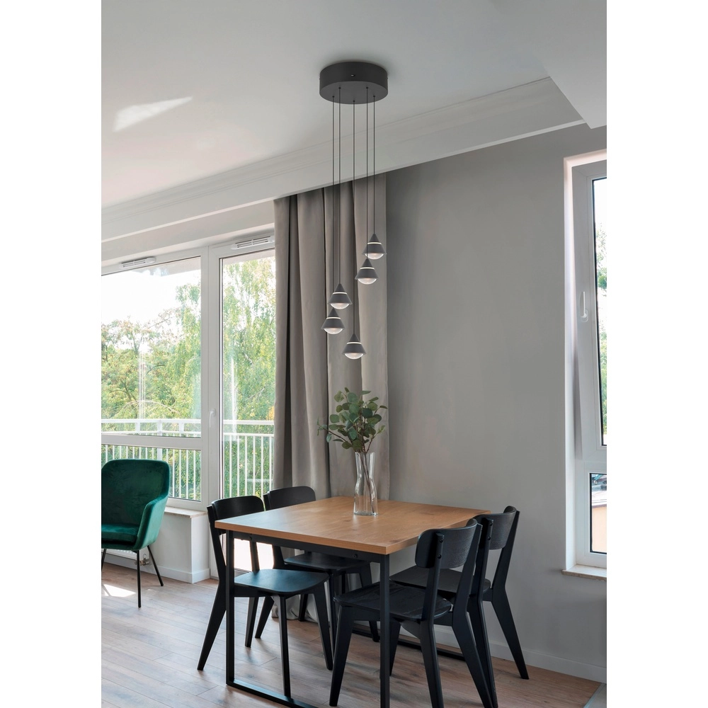 Design pendant lamp Romeo 5-light black Trio 4017807667806