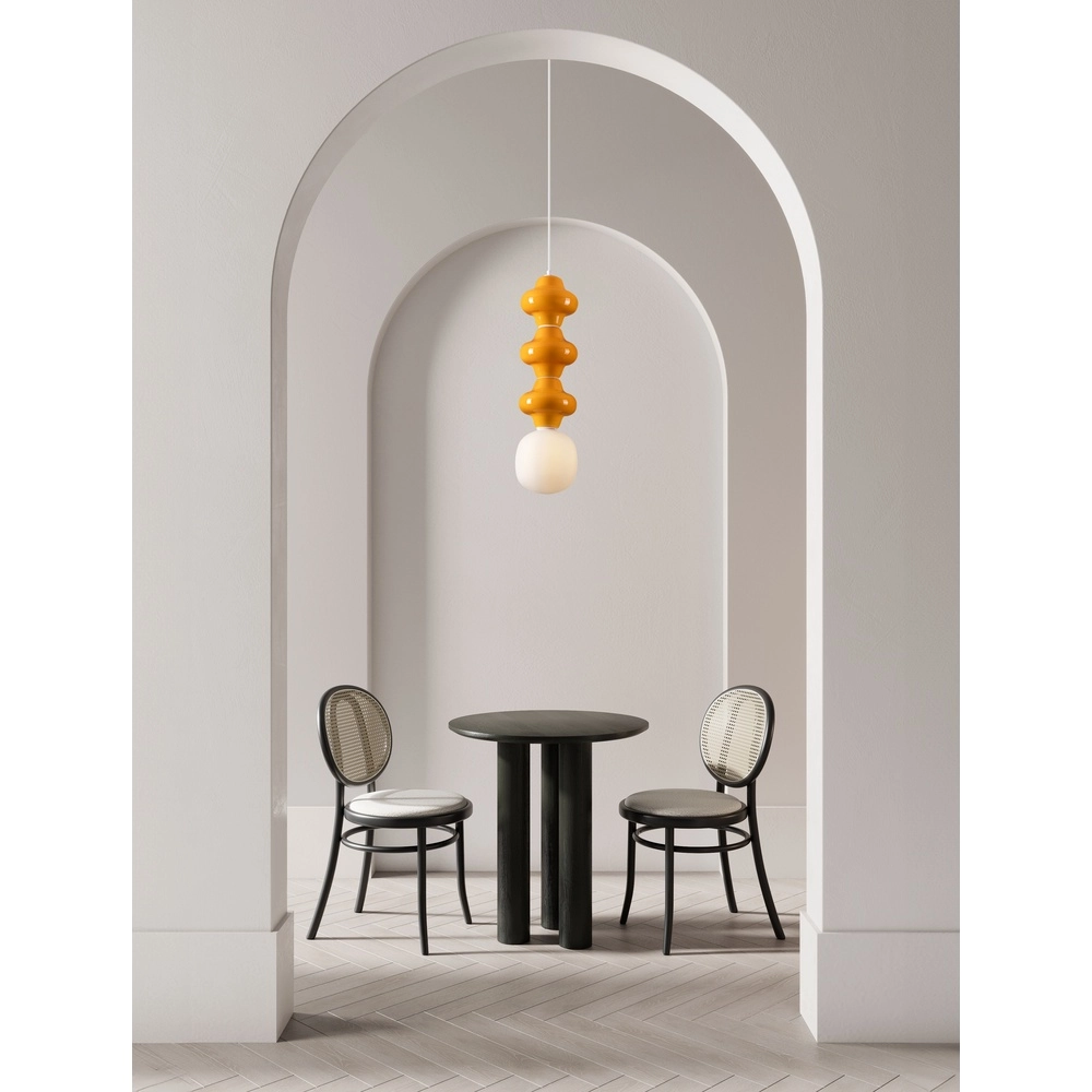 Pendant lamp Clio L orange ceramic with white glass Lyora 5212017461322