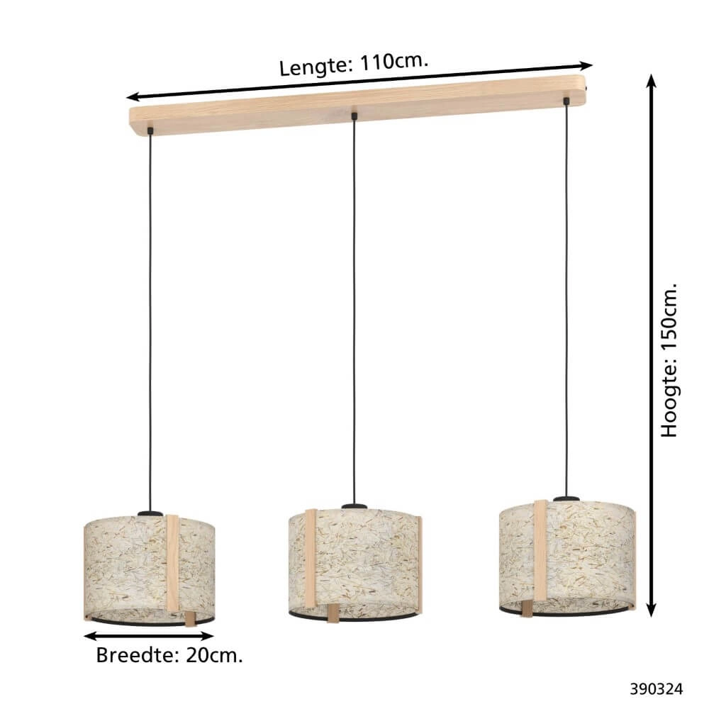 3-light hanging lamp Hontongas with beige shades Stars of Light 9008606274635