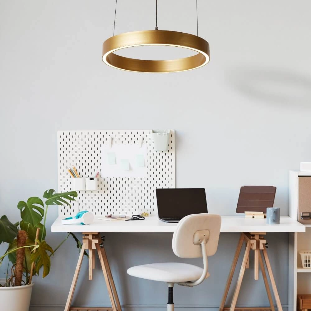 Gold pendant lamp Layla round Ø 44cm Searchlight 5053423255729