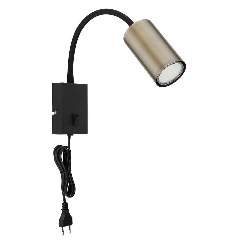 Black wall lamp Robby with brass Globo 9007371440009