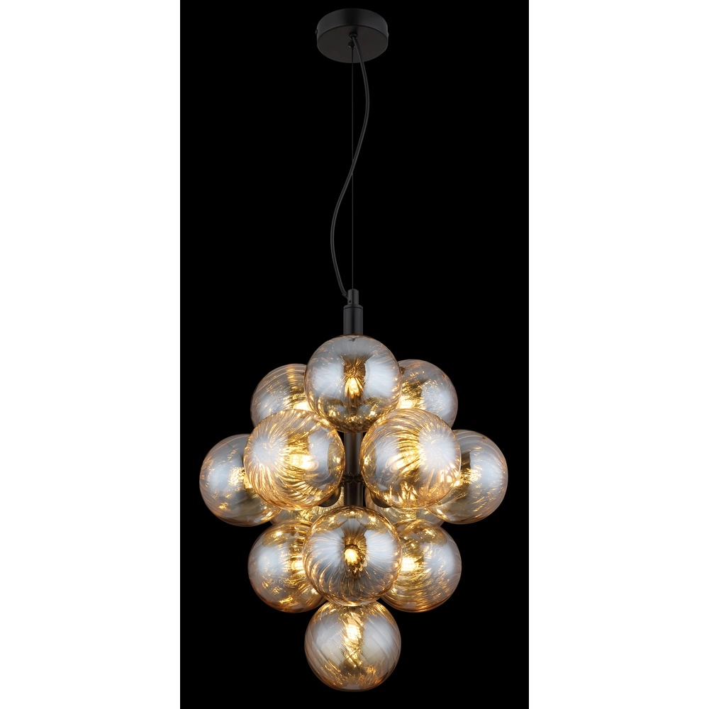 Black pendant lamp Conor with amber glass Globo 9007371509188