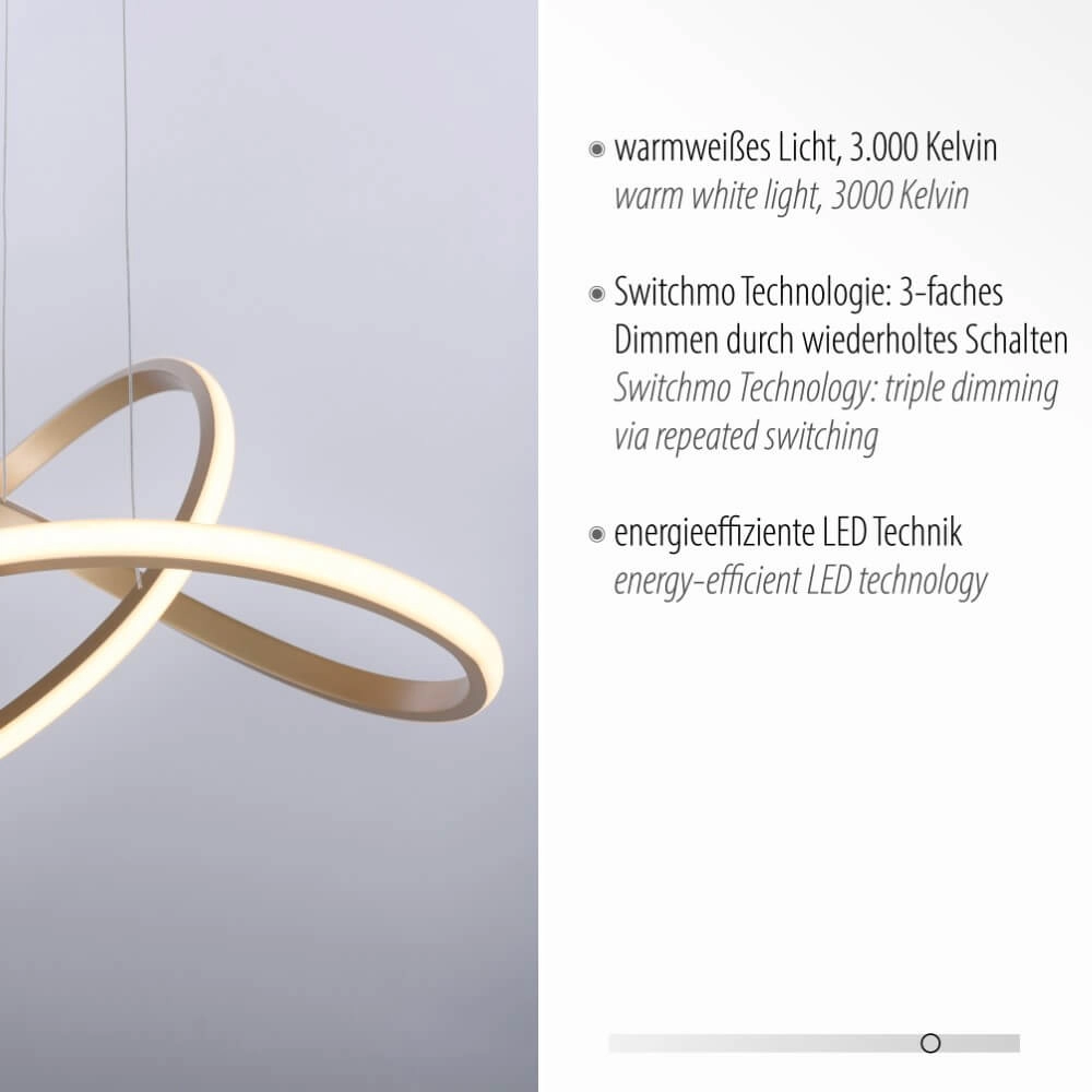 Pendant lamp Maria brass Just Light 4043689985578