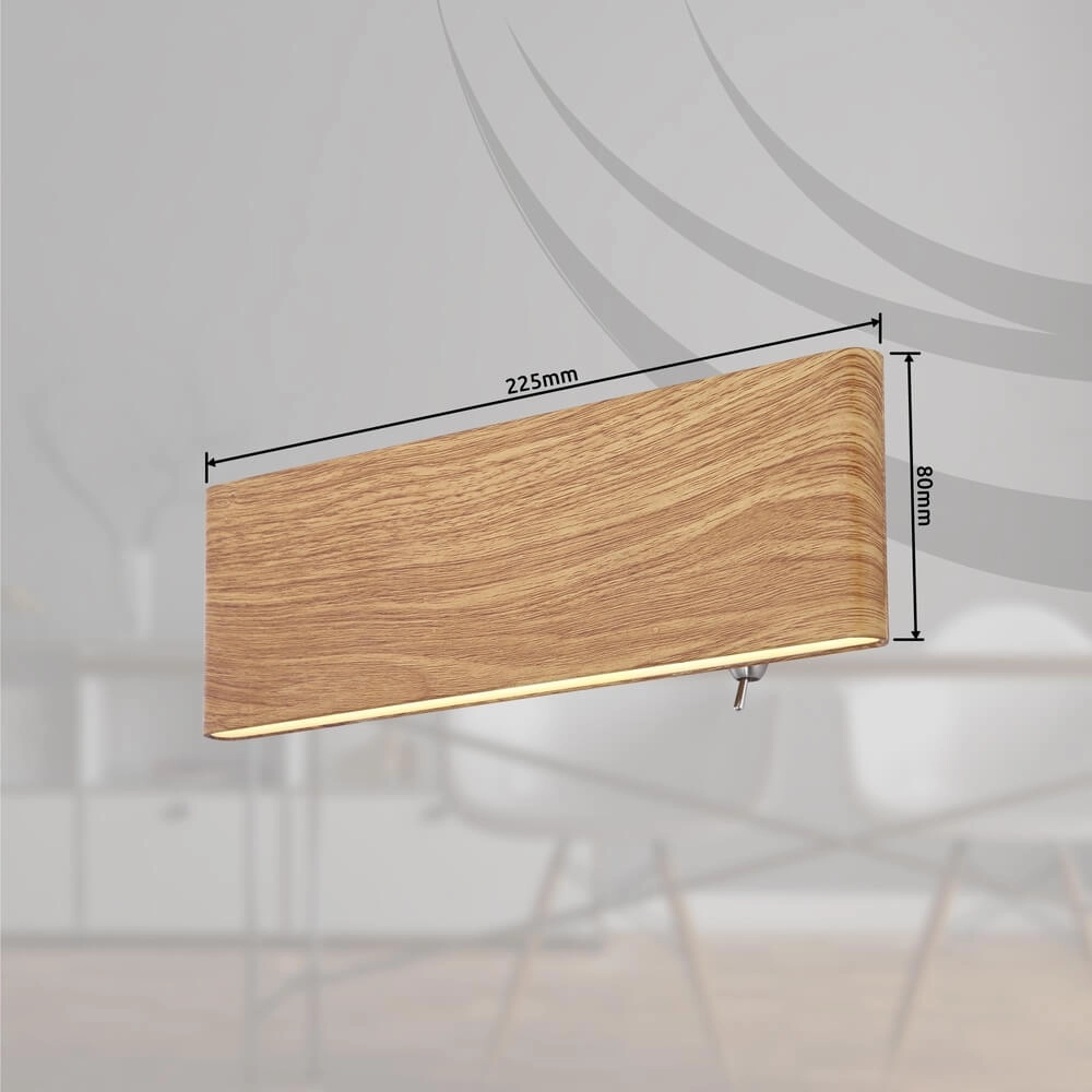 Design wall lamp Siegfried S wood with switch Globo 9007371421145