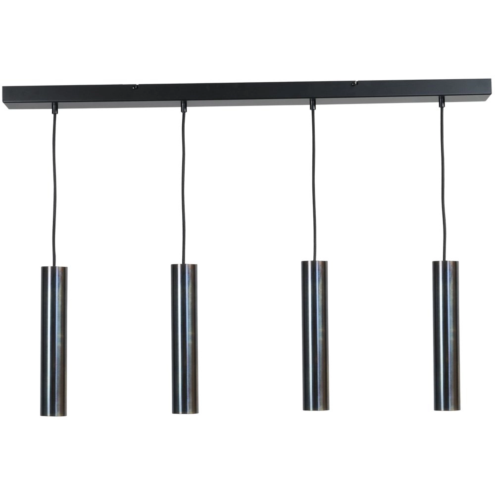 Dining table hanging lamp Run 4-light gunmetal cylinders