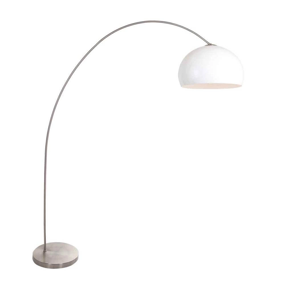 Arc lamp Solva metal with white dome shade
