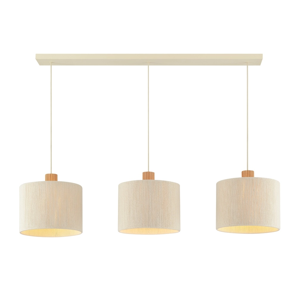 Beige pendant lamp Arlo with wood japandi 3-lights