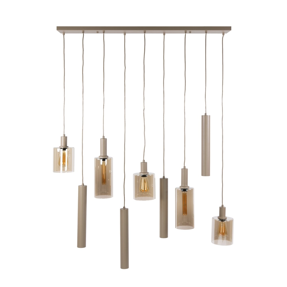 Design hanglamp Sepiora 9-lichts zand bruin Lyora 8716803515307